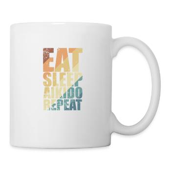 Eat Sleep Aikido Repeat Kampfsport - Tasse - Weiß - Rechts