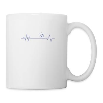 Herzschlaglinie mit Strichmännchen Aikido - Tasse - Weiß - Rechts