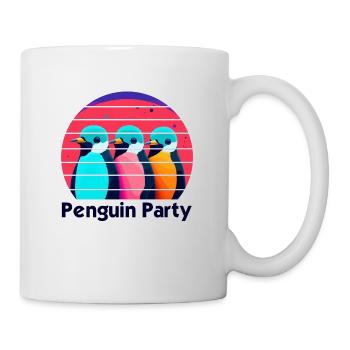 Lustige Antarktis - Bunte Pinguin Party Im Freien - Tasse - Weiß - Rechts