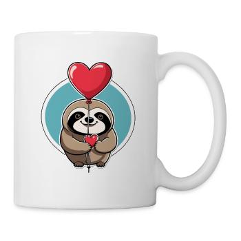 Faultier Herz Illustration Valentinstag - Tasse - Weiß - Rechts