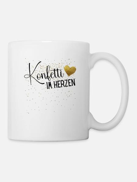 Konfetti im Herzen Fasching Konfetti Kostüm Damen - Tasse - Weiß