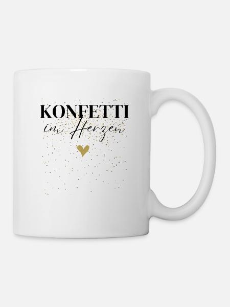 Konfetti im Herzen Fasching Konfetti Kostüm Damen - Tasse - Weiß