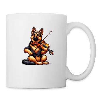 German Shepherd playing violin - Mug - white - Right