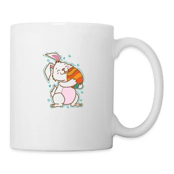 Easter bunny with an Easter egg - Mug - white - Right