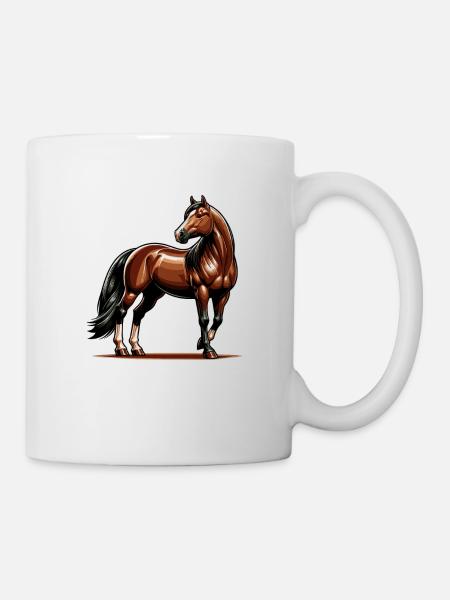 Braunes Quarter Horse Design - Tasse - Weiß
