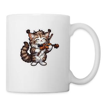 Niedliche Maine-Coon spielt Geige - Tasse - Weiß - Rechts