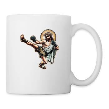 Lustiges Muay Thai Jesus Kickboxen Christliches Geschenk - Tasse - Weiß - Rechts