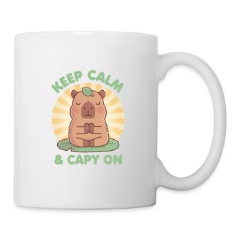 Cute Capybara Meditating Keep Calm And Capy On Pun - Mug - white - Right