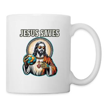 Lustiger Handballspieler Jesus Christian Geschenk - Tasse - Weiß - Rechts