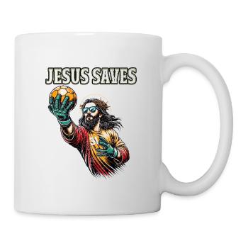 Lustiger Handballspieler Jesus Christian Geschenk - Tasse - Weiß - Rechts