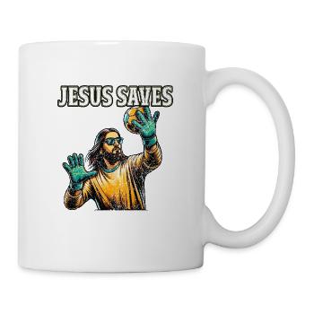 Lustiger Handball Jesus Christliches Geschenk - Tasse - Weiß - Rechts