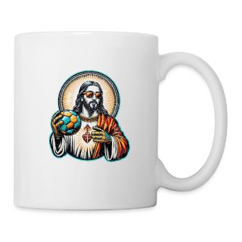 Lustiger Handball Jesus Christliches Geschenk - Tasse - Weiß - Rechts