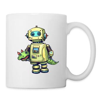 Kleiner Roboter mit Spielzeug Krokodil - Tasse - Weiß - Rechts