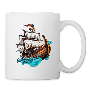 Bateau pirate / Bateau / Mer / Océan / Vagues - Mug blanc - blanc - Droite