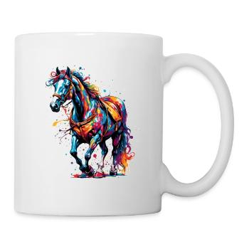Clown Animal / Cirque / Drôle / Coloré / Spectacle / Cheval - Mug blanc - blanc - Droite