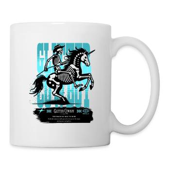 Glitter Skull / Skeleton Cowboy with Unicorn FS0228 - Mug - white - Right