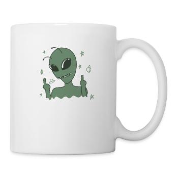 Aliens shows middle finger - Mug - white - Right