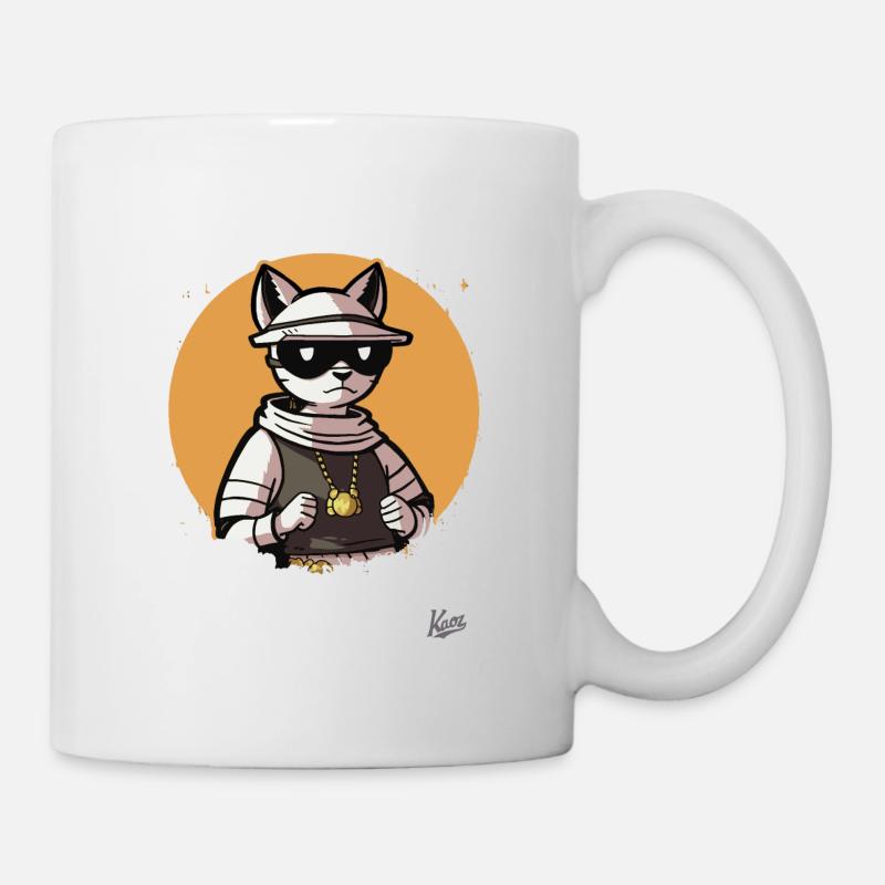 Le chat hip-hop cool, le chat rap musical - Mug blanc - blanc
