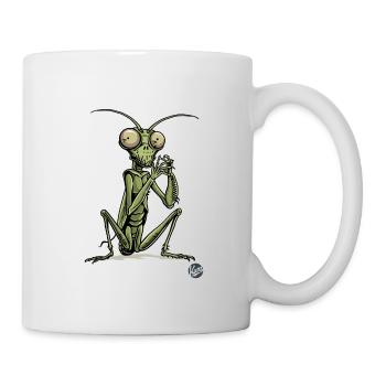 Zen in the green, a sitting praying mantis - Mug - white - Right