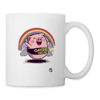 day with pink rainbow pig - Mug - white - Right
