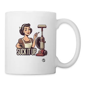 Retro Housewife. Vintage vacuum cleaner, suck it up - Mug - white - Right