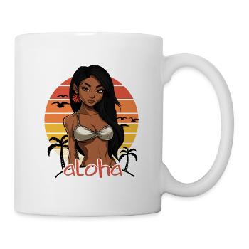Aloha Palmen latina frau sunset hawaii - Tasse - Weiß - Rechts