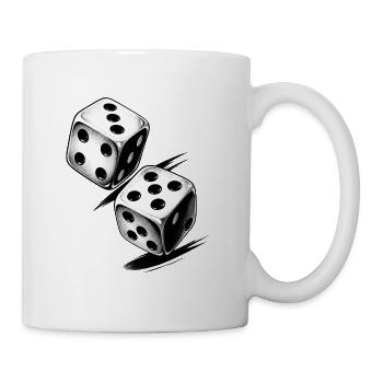 Schwarz-weißes Würfelmuster - Tasse - Weiß - Rechts