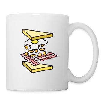 Sandwich. Eier. Speck. Bohnen. Brot. Fast Food. - Tasse - Weiß - Rechts