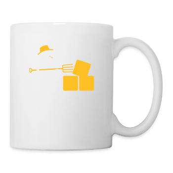 Bauer mit Mistgabel und Heu - Tasse - Weiß - Rechts