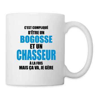 c'est compliqué d'être un bogosse et un chasseur - Mug blanc - blanc - Droite
