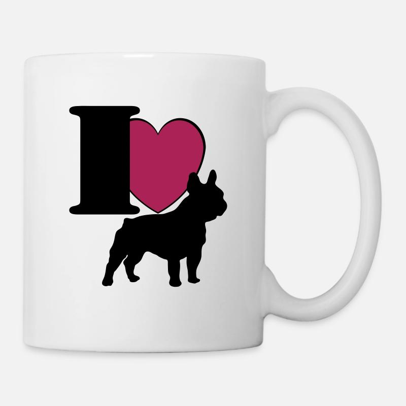 Bouledogue français j'adore ... / + - Mug blanc - blanc