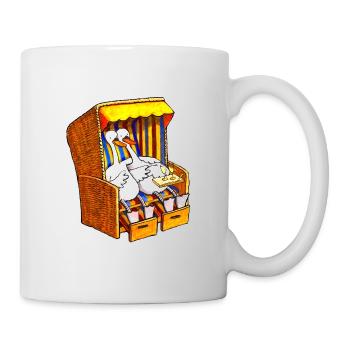 Swans in a beach chair - Mug - white - Right