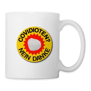 Covidioten für helle Shirts - Tasse - Weiß - Rechts