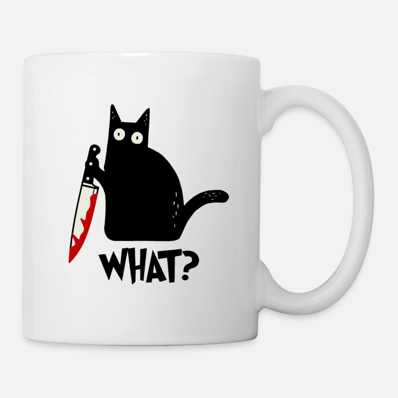 Chat effrayant quel graphique - Mug blanc - blanc