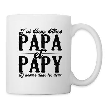 J'ai deux titres papa et papy - Mug blanc - blanc - Droite