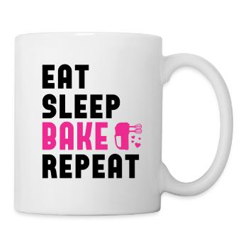 Eat sleep bake repeat! personalisierbar - Tasse - Weiß - Rechts