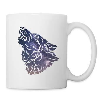 Silhouette de loup Galaxy - Mug blanc - blanc - Droite