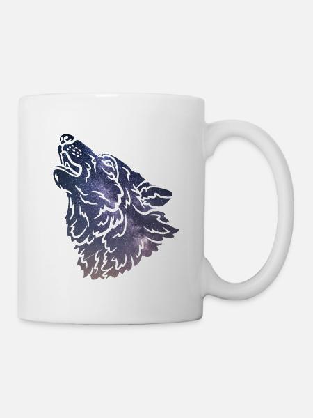 Silhouette de loup Galaxy - Mug blanc - blanc