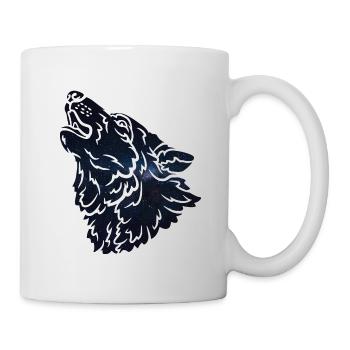 Silhouette de loup Galaxy - Mug blanc - blanc - Droite