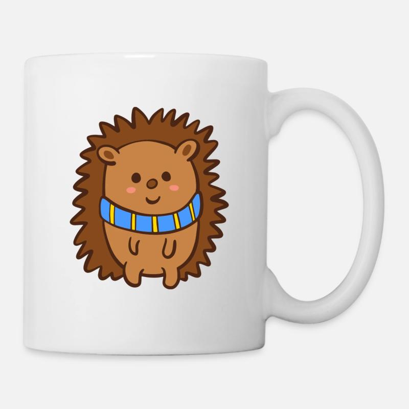 Igel blau-gelb ukrainischer winterschal Herbstzeit - Tasse - Weiß