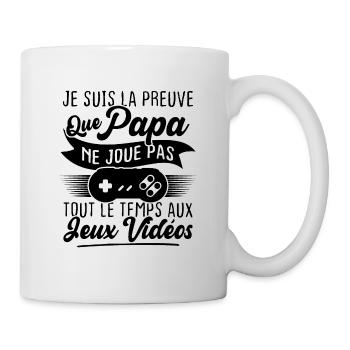 Mon papa ne joue pas tout le temps aux jeux vidéo - Mug blanc - blanc - Droite