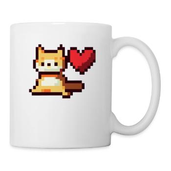 Pixelart, Cat with Heart - Tasse - Weiß - Rechts
