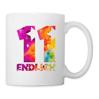 ENDLICH 11 EINHORN 11. GEBURTSTAG - Tasse - Weiß - Rechts