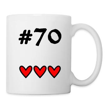 70 JAHRE. 70-JÄHRIGES JUBILÄUM. GEBURTSTAG 70 JAHRE. 70 - Tasse - Weiß - Rechts