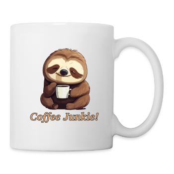 Morgenmuffel Kaffee süchtig Faultier coffee junkie - Tasse - Weiß - Rechts