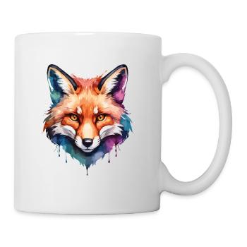 Fuchs Cooler Hund In Bunt Und Aquarell - Tasse - Weiß - Rechts