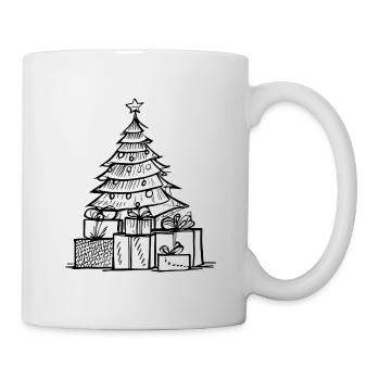 Christmas trees and gifts (sketch style) - Mug - white - Right