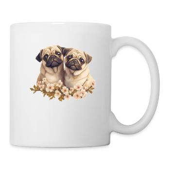 Mopspaar Mops - Tasse - Weiß - Rechts