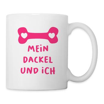 Teckel chien os coeur chien amour animal amour bande dessinée - Mug blanc - blanc - Droite
