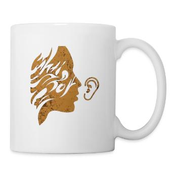 Golden Whispering Face Silhouette Minimalistische Kunst - Tasse - Weiß - Rechts